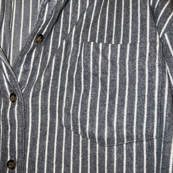 MADEWELL Grey White Stripe Flannel Westward Button Down - Picture 5 of 8